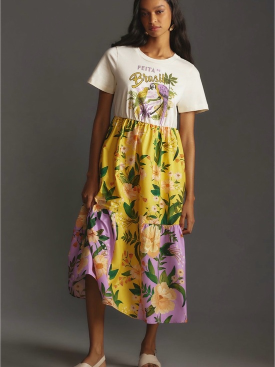 FARM Rio Dresses & Skirts - Farm Rio Tiered Maxi Shirt Dress features a graphic "Feita de Brasil"